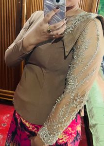 Women Net Embroidered Top