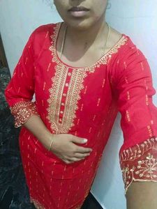 Red Embroidered Kurta Set