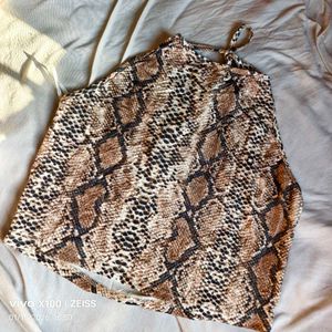 15171. Snakeskin Halter Crop Top