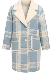 Plaid Wool Blend Coat