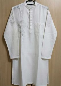 Elegant White Embroidered Kurta