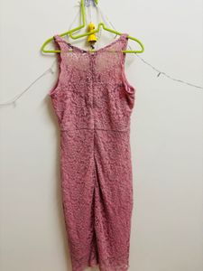 Pink Lace Midi Dress - Bodycon