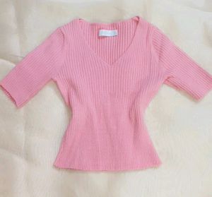 Pink Ribbed Top🌺