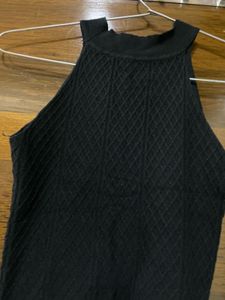Black Knit Mock Neck Tank Top
