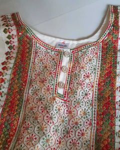 Embroidered White Kurti