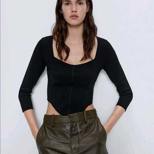 ZARA Knit Black Corset Top