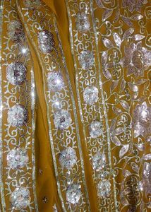 Gold Embellished Saree &amp; Blouse