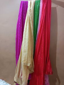 Colorful Dupattas With Golden Dots
