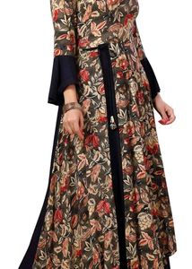 Floral Print Bell 3/4th Sleeves, Size:S