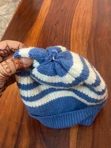 Blue &amp; White Striped Beanie