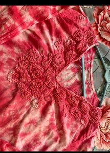 Pink tiedie work kurti