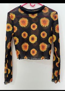 Mesh Sunflower Crop Top