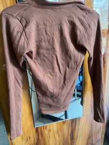 Women Casual Fitted Top Brown