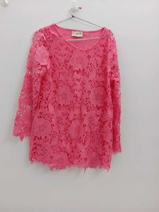 Pink Floral Lace Long Sleeve Top