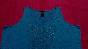 blue Faded Glory tank top with sequin