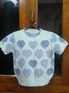 Cute Heart Pattern Knit Top