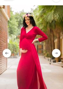 Red Maternity Maxi Dress