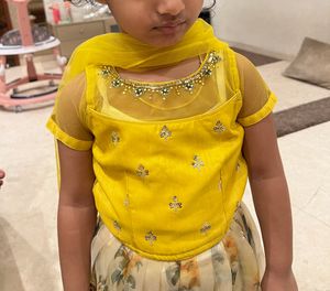 Yellow Lehnga For Little Girl