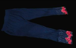 Embroidered &amp; Solid Casual Pants - Set of 2