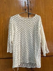 Net Off White Flower Top
