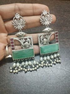 Vintage-Style Silver Tone Dangle Earrings(Absolute