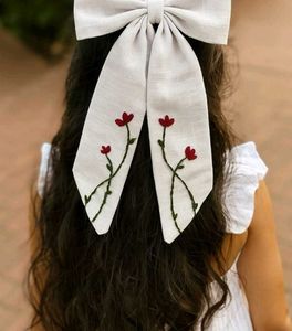 Floral Embroidered Hair Bow