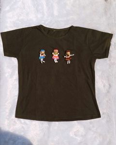 Olive Tee with Doll Detail