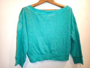 Size M/ L Teal V-Neck Sweater