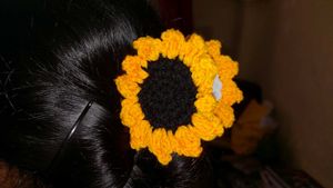 Crochet Sunflower Hair Clip