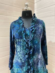 y2k korean vintage Ruffled Velvet top