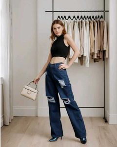 Distressed Wide-Leg Jeans(30)