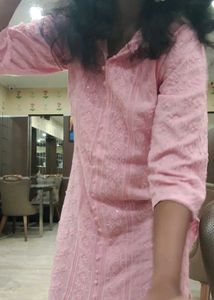 Pink Embroidered Kurta