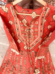 cotton anarkali suit with gotta Patti work