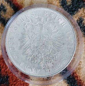 1873 German Reich 5 Mark Coin Replica.