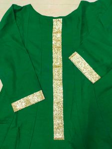 Emerald Green &amp; Gold Detail Dress