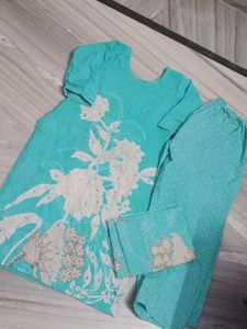 L Size Cotton Kurti Set With  duptta