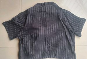 Tokyo talkies Striped Cropped Blazer Top