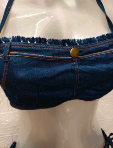 Fresh Unused 3 Piece Denim Bikini Set