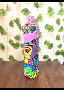 Hand Painted Beautiful Doodle Art On Glass Bottle