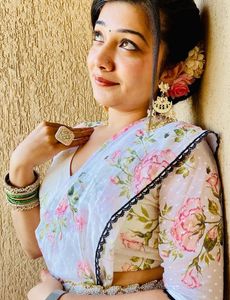 Ready To wear Floral Print Saree with Blouse