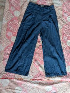 Wide Leg Denim Trousers Capree
