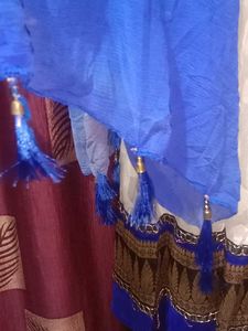 Elegant White &amp; Blue Ethnic Anarkali suit