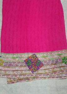 Pink Saree with Blouse