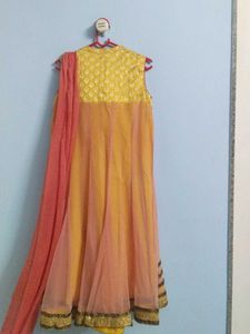 Yellow &amp; Peach Anarkali Dress