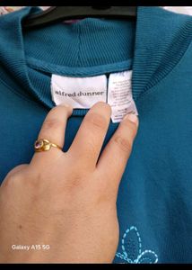 Embroidered Teal Sweater