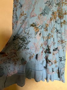 WRAP BLUE PRINTED DRESS