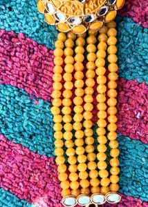 Yellow Neckline With Earring