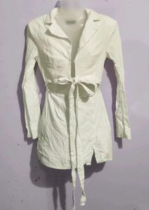 White Tie Front Mini Dress