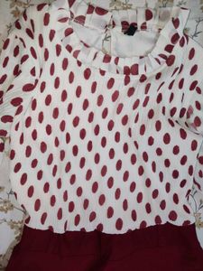 Polka Dot &amp; Maroon Dress