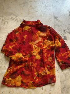 Girl’s Vibrant  Red Stylish Chiffon Top